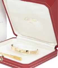 Cartier 10 Diamond Full 18KT Yellow Gold Love Bracelet Size 16
