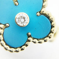 Van Cleef & Arpels Diamond Turquoise Vintage Alhambra Ring