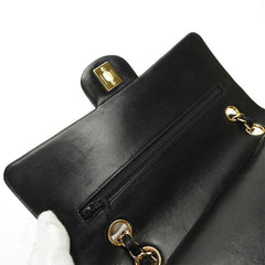 Vintage CHANEL Black Lambskin Gold Hardware Medium Double Flap Bag