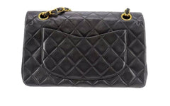 CHANEL Black Lambskin GHW Double Flap Bag
