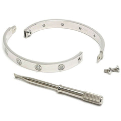 Cartier 10P Diamond 18KT White Gold Love Bracelet Size 16