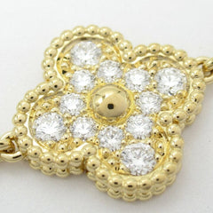 Rare Van Cleef & Arpels Paris Vendome Vintage Alhambra Diamond Blue Porcelain Necklace