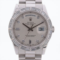 Rolex Platinum Pt950 Diamond Baguette Day Date 43mm Watch