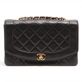 Vintage CHANEL Black Lambskin GHW Diana Flap Bag