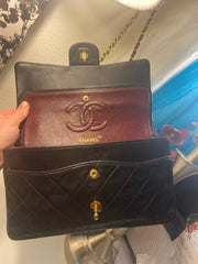 CHANEL Black Lambskin Double Flap 25 GHW Shoulder Handbag