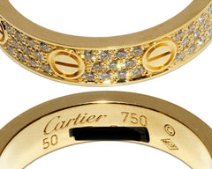 Cartier Full Diamond-Paved 18KT Yellow Gold Love Ring Size #51/ 5.5