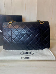 CHANEL Black Lambskin GHW Double Flap Bag