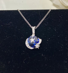 CHANEL Comete Diamond Sapphire 18KT White Good Pendant Necklace