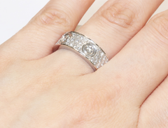 Cartier Full Diamond Paved 18KT White Gold Love Ring #50/ US 5