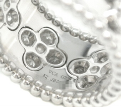 Van Cleef & Arpels Perlee Diamond Clover Alhambra Ring #52/ US6
