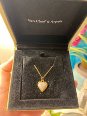 Van Cleef & Arpels VCA Diamond Paved Heart Puffy Necklace