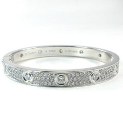 Cartier Diamond-Paved 18KT White Gold Love Bracelet Size #16