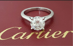 Cartier 1.70 ct Solitaire Diamond H/ VS2 Engagement Wedding Ring Sz 5