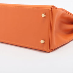 Hermès Kelly 28 Taurrilon Clemence Orange Leather Gold Hardware Bag Satchel