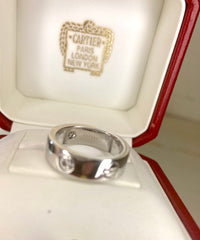 Cartier 3 Diamond 18Kt White Gold Love Ring Size 52/ US 6
