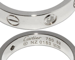 Cartier 1P Diamond 18KT White Gold Wedding/Mini Love Ring #52/ US 6