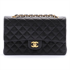 CHANEL Black Lambskin GHW Double Flap