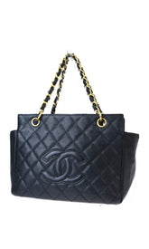 CHANEL Petite Black Caviar Shopping Tote Timeless Handbag