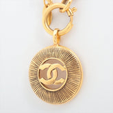 Vintage CHANEL 24Kt Gold CC Medallion Long Necklace