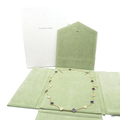 Rare Van Cleef & Arpels Paris Vendome Vintage Alhambra Diamond Blue Porcelain Necklace