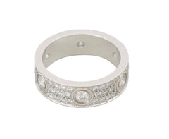 Cartier Full Diamond Paved 18KT White Gold Love Ring Size 58