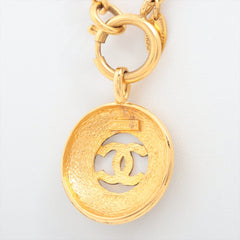Vintage CHANEL 24Kt Gold CC Medallion Long Necklace