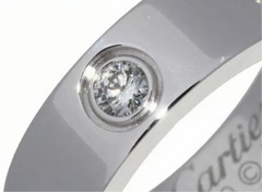 Cartier 3P Half Diamond 18KT White Gold Love Ring #50/ 5
