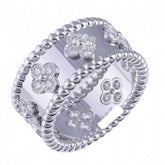 Van Cleef & Arpels Diamond Perlee Clovers 18KT White Gold Ring