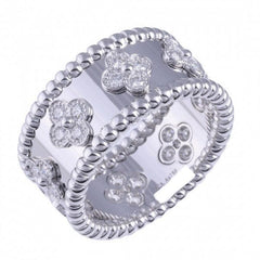 Van Cleef & Arpels Diamond Perlee Clovers 18KT White Gold Ring