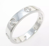 Cartier Mini/ Wedding 6P Full Diamond Love Ring 18KT White Gold #58/ 8
