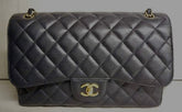 CHANEL Black Caviar Gold Hardware Jumbo 30cm Double Flap Bag