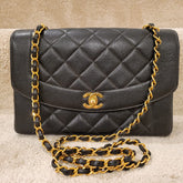 CHANEL Caviar Diana Classic Flap 24KT Gold Hardware Handbag