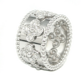 Van Cleef & Arpels Perlee Diamond Clover Alhambra Ring #52/ US6