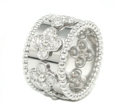 Van Cleef & Arpels Perlee Diamond Clover Alhambra Ring #52/ US6