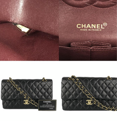 CHANEL Black Lambskin GHW 25 Double Flap Handbag