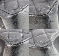 CHANEL Black Caviar Leather Silver Hardware 25 Double Flap Handbag