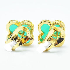 Rare Van Cleef & Arpels Chalcedony Vintage Alhambra 18KT Yellow Gold Earrings