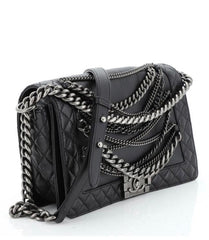 CHANEL Le Boy EnChained Back Lambskin Handbag
