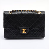 CHANEL Vintage Black Lambskin GHW Double Flap Bag