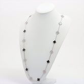 Van Cleef & Arpels Diamond & Onyx Vintage Alhambra 20 Motif 18KT White Gold Necklace