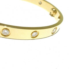 Cartier 10P Full Diamond 18KT Yellow Gold Love Bracelet Size 16