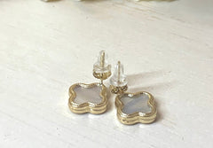 18KT Gold Mother of Pearl Clover Earrings