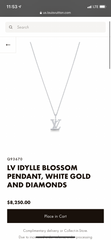 Louis Vuitton Diamond Paved Idylle Blossom LV Logo Necklace