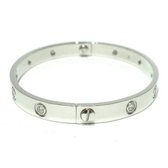 Cartier 10 Diamond 18KT White Gold Love Bracelet, Size 17 w/ Certificate