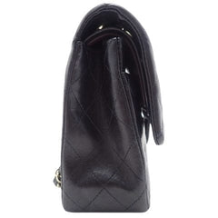 CHANEL Black Quilted Lambskin Double Flap 25 Shoulder Handbag