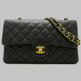 CHANEL Black Lambskin Medium Double Flap GHW