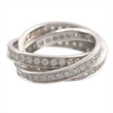 Cartier Diamond Trinity Rolling 18KT White Gold Ring Size #55/ US 7