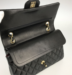 CHANEL Black Lambskin GHW 25 Double Flap Handbag