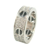 Cartier Diamond Ceramic White Gold Love Ring Size #50/ 5