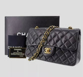 CHANEL Black Lambskin GHW Double Flap Bag